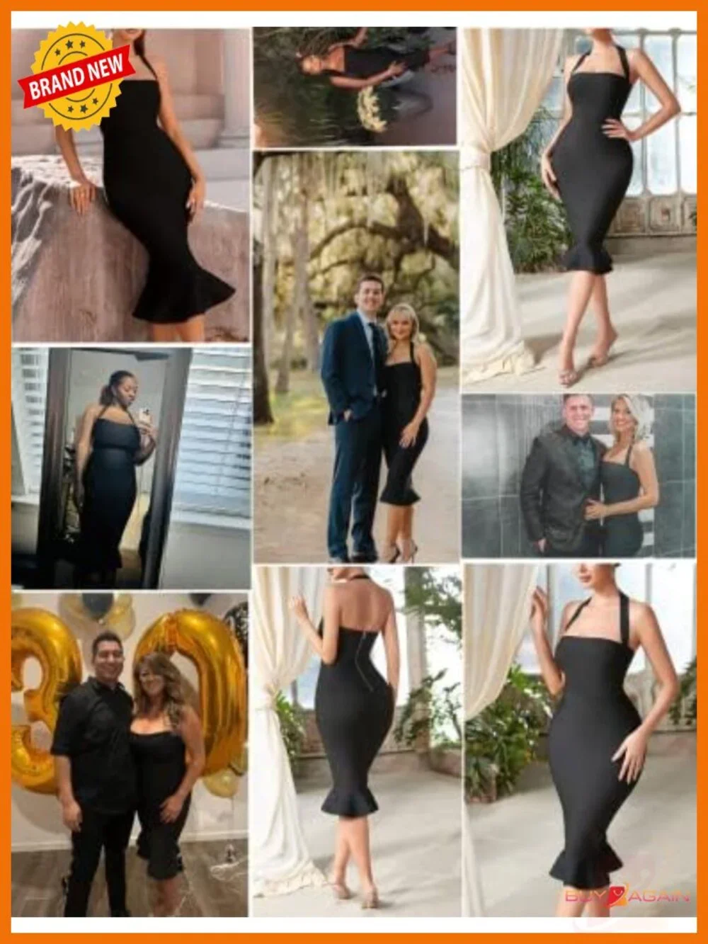 Halter Fishtail Bandage Midi Dress Bodycon Party Wedding Guest
